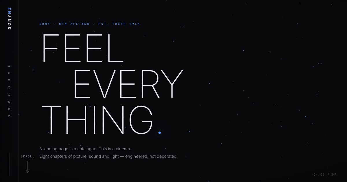 Screenshot of the Sony New Zealand Landing Page demo