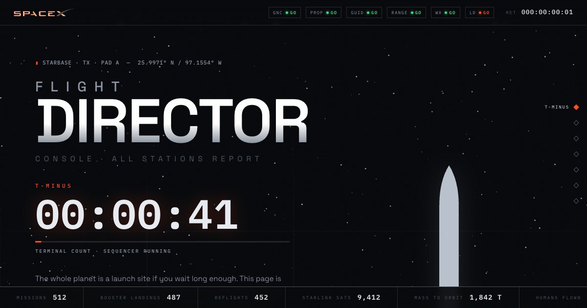 Screenshot of the Spacex Alt Landing Page demo