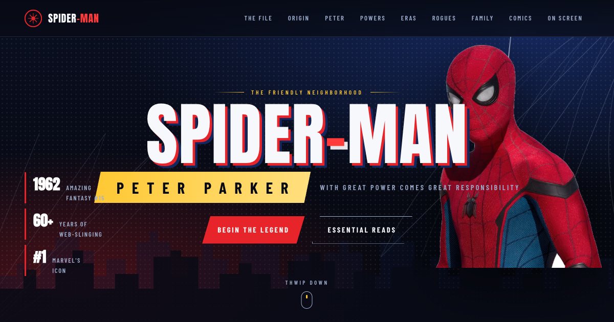 Screenshot of the Spider Man Landing Page demo