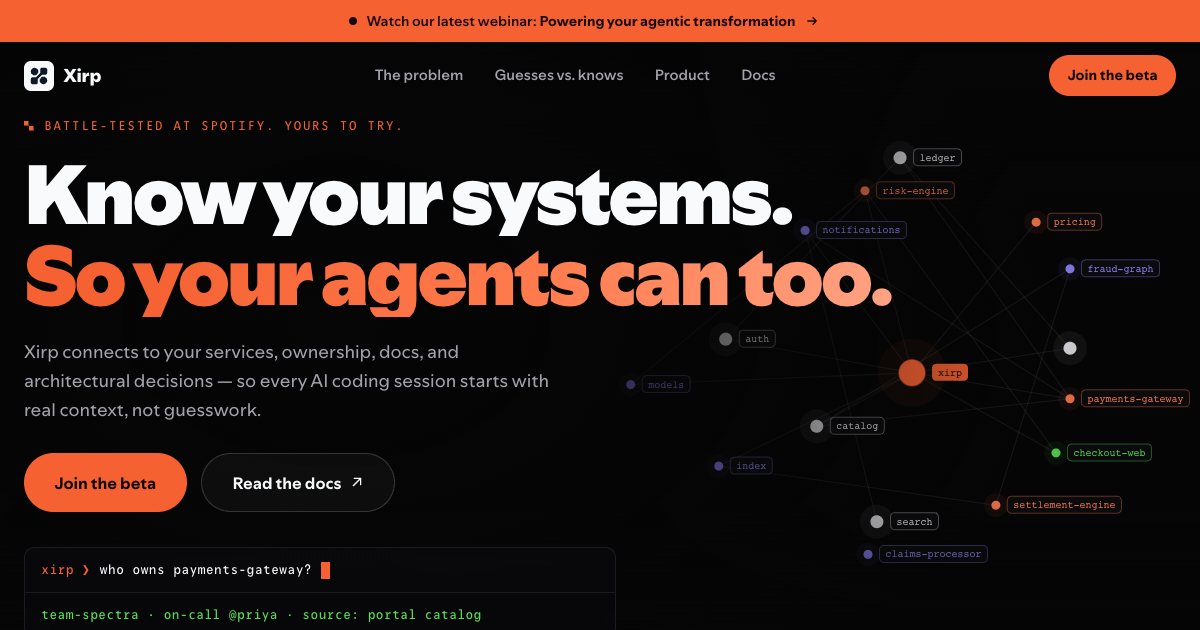 Screenshot of the Spotify Xirp Landing Page demo