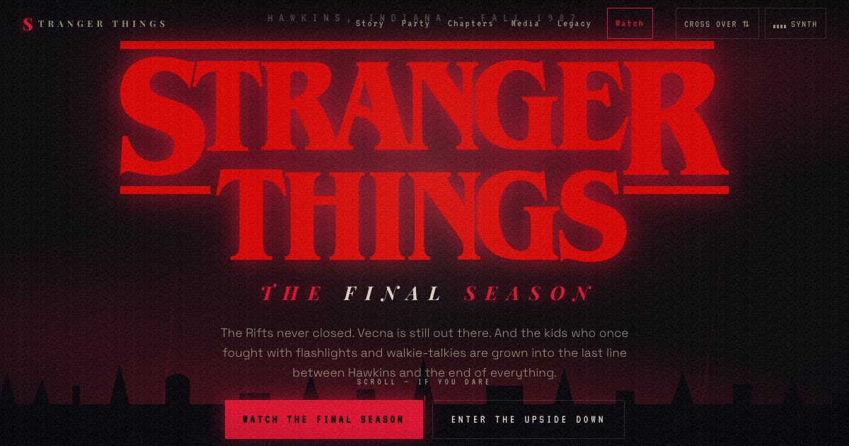 Screenshot of the Stranger Things Landing Page demo