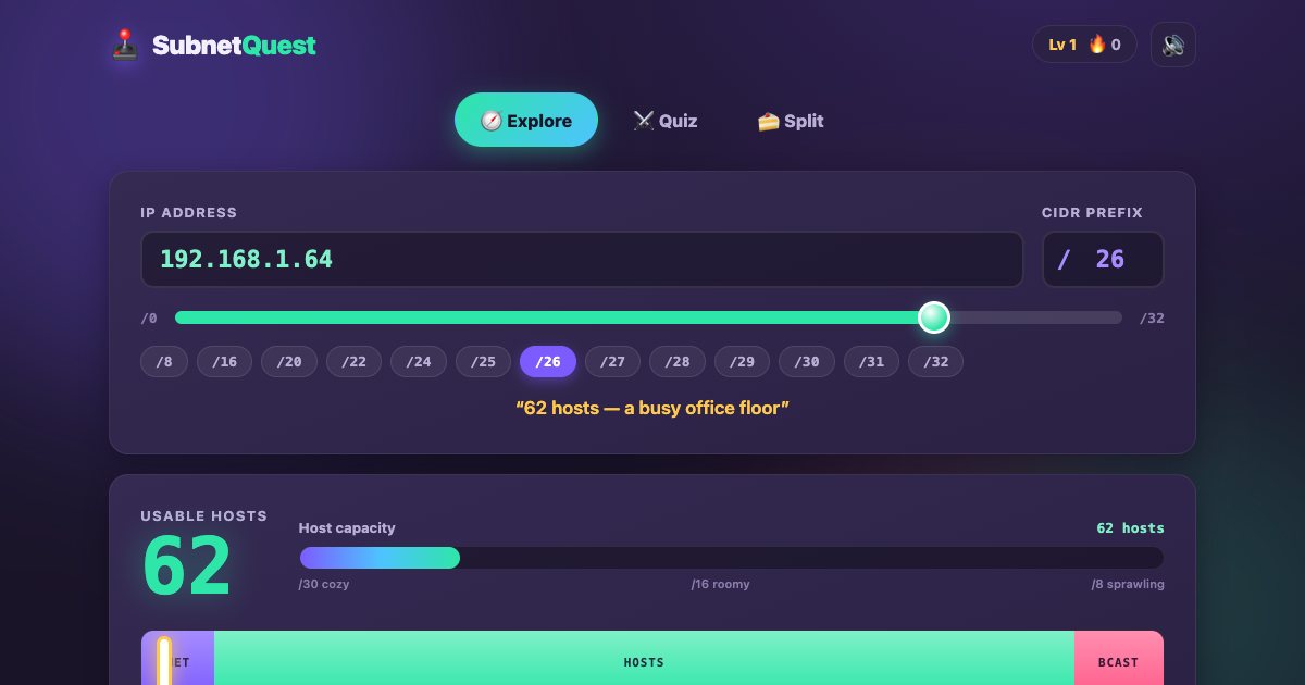 Screenshot of the Subnet Calculator demo
