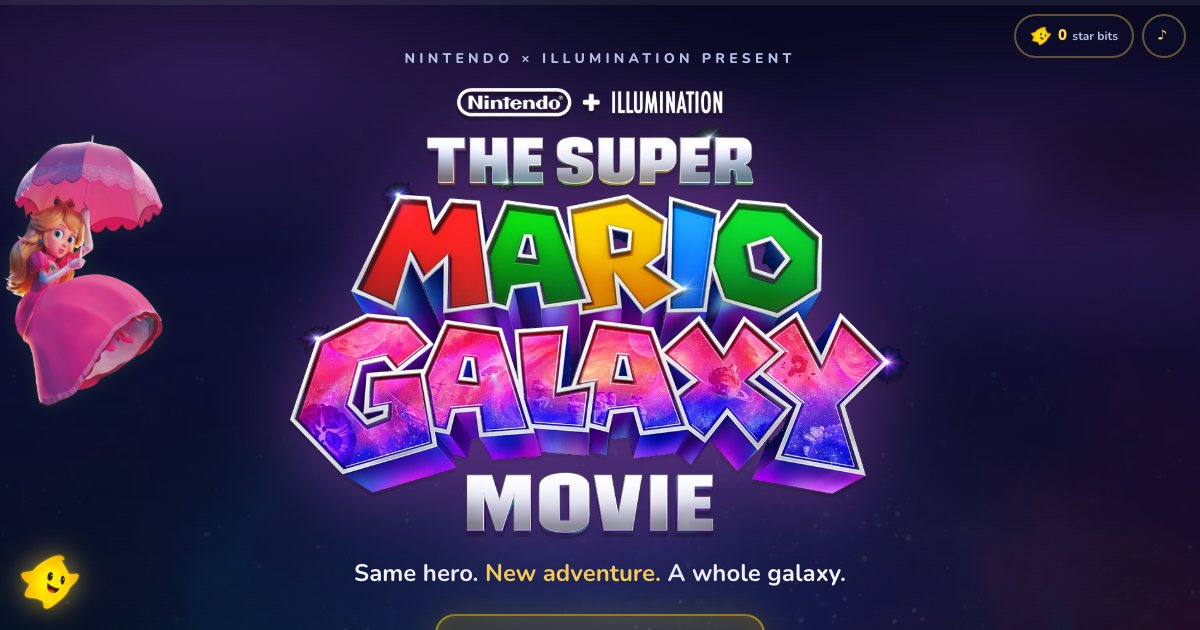 Screenshot of the Super Mario Galaxy Landing Page demo