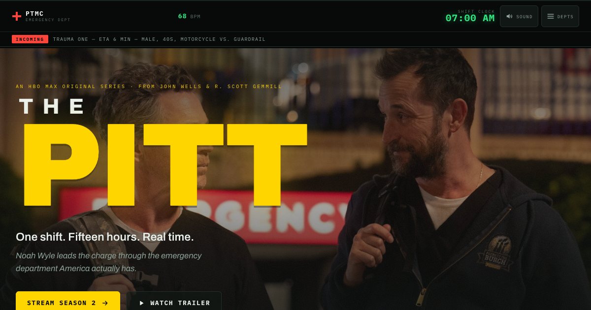 Screenshot of the The Pitt Landing Page demo