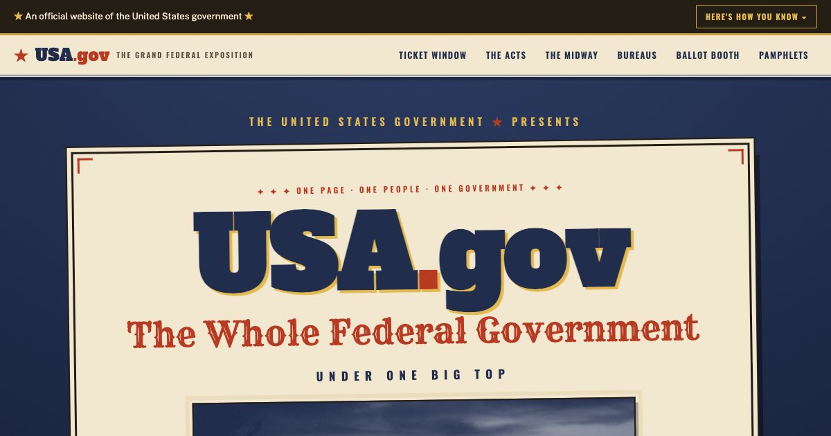 Screenshot of the Usa Gov Landing Page demo
