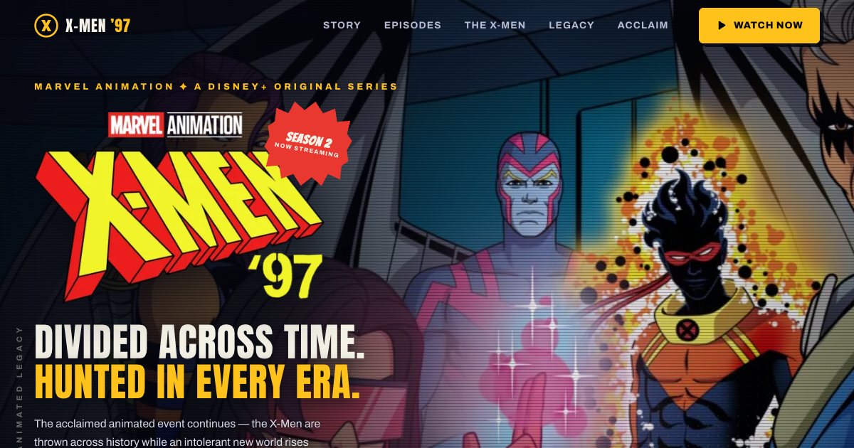 Screenshot of the X Men 97 Landing Page demo