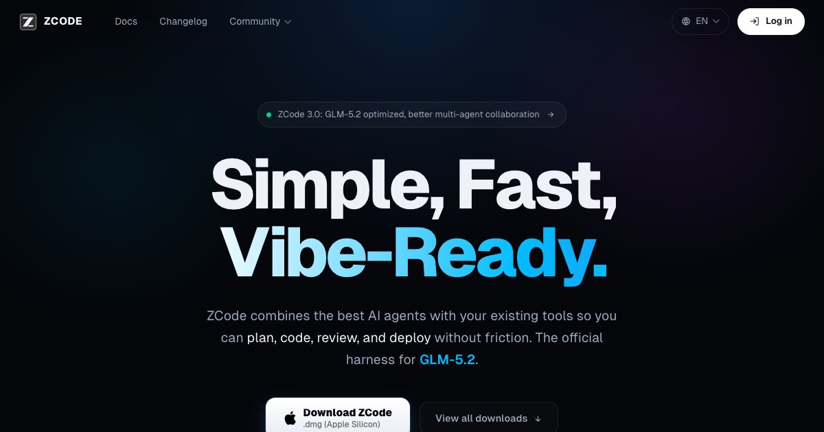 Screenshot of the Zcode Landing Page demo
